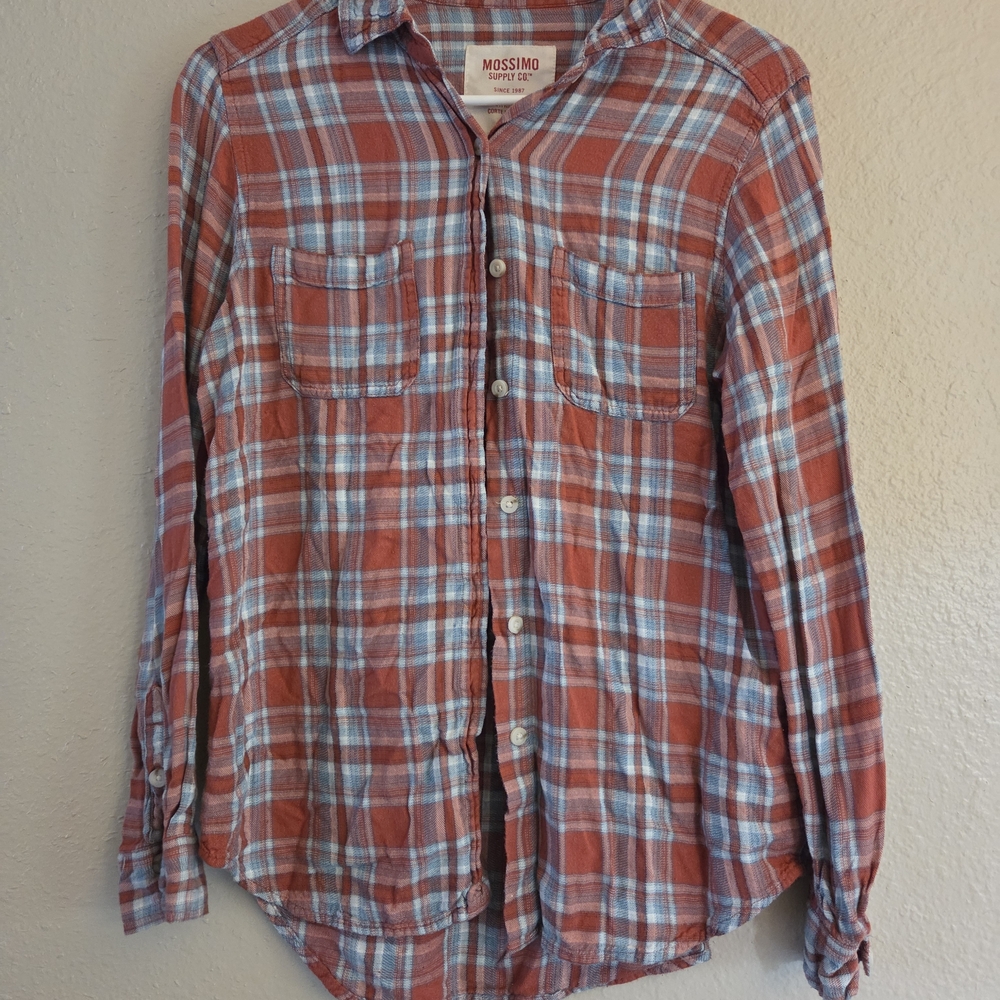 Y2k Mossimo Supply Co. Womens Boyfiend Plaid Shirt Country Cottagecore
